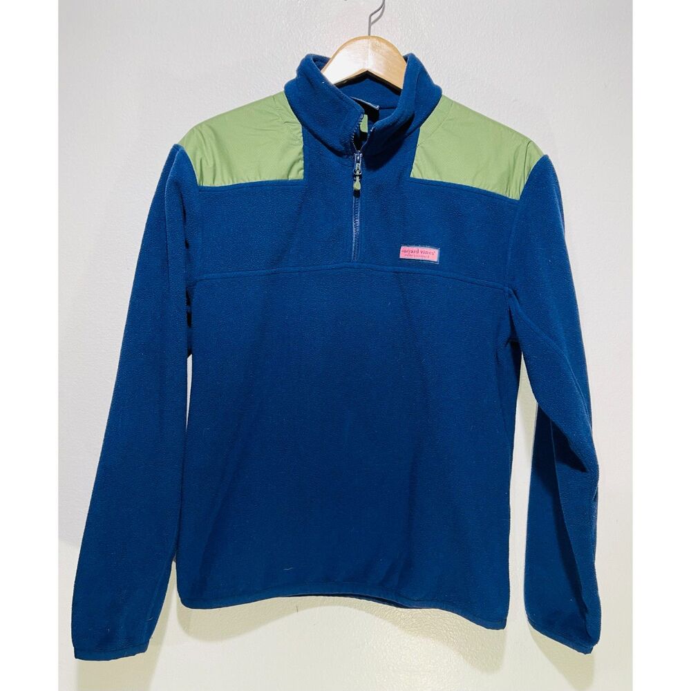 Vineyard Vines fleece sweater athleisure winter casual sport blue green men's S